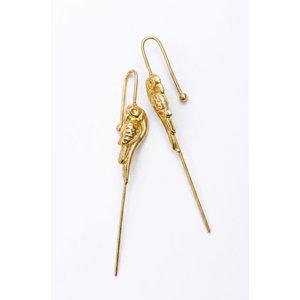 Golden Parrot Ear <b>Cuffs</b> | Bird Statement <b>Earrings</b> | Minimalist Brass Wrap, Elegant Non Pierced Pin - Product Image 1