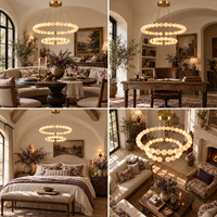 Lustre double niveau en albâtre organique, lampe suspendue ronde en laiton pour projet d'éclairage intérieur de villa, hôtel, hall