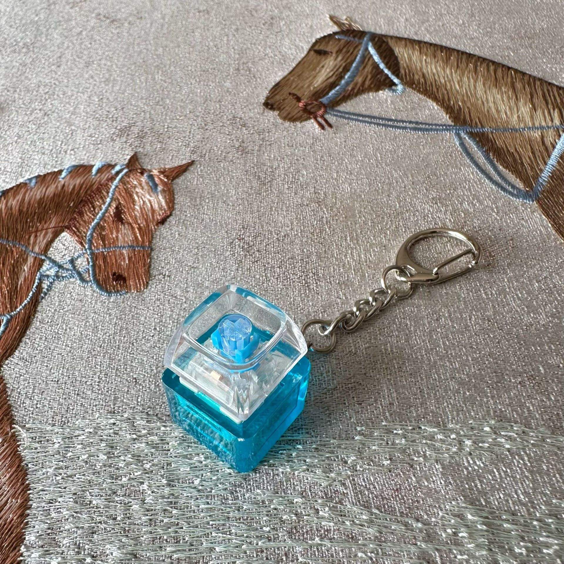 Clé unique - N° 2 - Boîtier bleu - Capuchon transparent - Petite chaîne en D