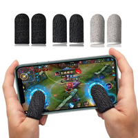 Set Sarung Jari Gaming Mobile 2-Piece - Serat Tembaga & Nilon Hitam Nirkabel 2.4GHz Kompatibel dengan IOS/Android