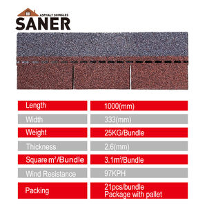 Bardeaux d'asphalte bitumineux à trois languettes couleur rouge Asie 2025 – Les mieux notés - Product Image 4