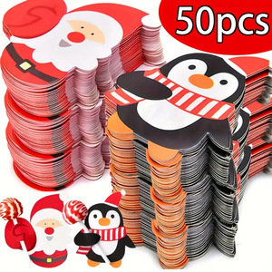 Tarjetas de papel para piruletas navideñas DAMAI, decoraciones de Papá Noel y muñeco de nieve para envolver dulces, suministros para fiestas de Navidad - Product Image 1