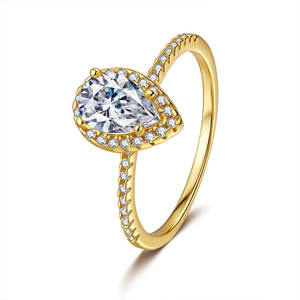 GRAウェディングバンドジュエリー925スターリングシルバー1ct梨カットD Moissanite Haloエンゲージメントリング女性用ウェディングリング - Product Image 5