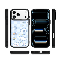 Coque de téléphone AG Feeling Black Edge avec motif ours en relief doré pour iPhone 17, 17 Pro Max, 16 Pro, 15 – Coque magnétique