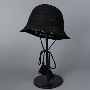 2025 New Fashion High Quality Breathable Hollow Out Knitted <b>Bucket</b> <b>Hat</b> Spring Summer Travel Casual <b>Strings</b> Fisherman <b>Hat</b> - Product Image 6