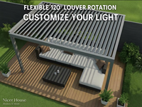 Pergola à lames orientables pour jardin avec capteur de pluie, toit en aluminium imperméable pour potager