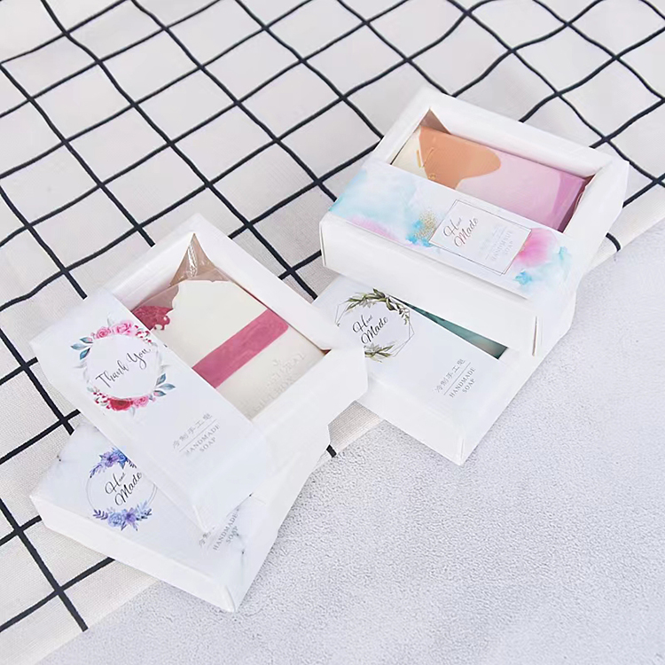eco friendly custom logo printing kraft clear packaging handmade bar soap gift box for soap