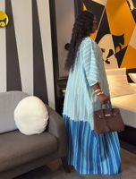 Nouvelle robe chemise à manches courtes rayée ample de style africain pour femmes, taille plus, pour l'été
