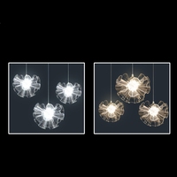 LT230271 Mini Décoration Maison Mariage Salle à manger 3 Têtes Led Plafond Pendentif Salon Lumière Hortensia Lustre en forme de fleur