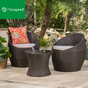 Outdoor Furniture Classical Style Rattan Wicker Dining <strong>Table</strong> Set <strong>Balcony</strong> Coffee <strong>Table</strong> and Bistro Chairs Patio Dining Sets - Product Image 1