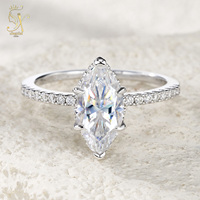 Elmas testi nişan yüzüğü 2 karat markiz geçmek kesim elmas yüzük 925 gümüş 18K beyaz altın kaplama VVS Moissanite Band yüzük