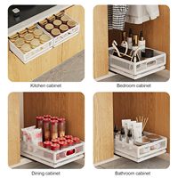 Organisateur de placard de cuisine pliable et empilable avec panier coulissant pour épices et bouteilles