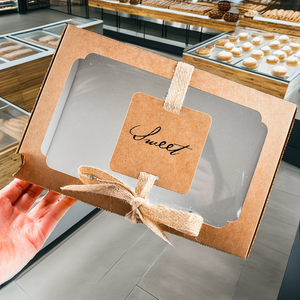 Cajas de Cartón Corrugado Personalizadas para Pasteles, Cajas Blandas con Ventanas para Envasado de Alimentos, Materiales Reciclados, Laminación Mate, Forro de Esponja, Panadería - Product Image 2