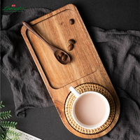 Plateau en bois d'acacia personnalisé, vente en gros d'usine, sous-verre, assiettes décoratives à motif végétal, écologique, durable, élégant