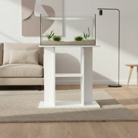 Support d'aquarium rectangulaire de luxe en bois massif pour intérieur avec espace de rangement à 3 niveaux, blanc