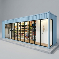 Conteneur modulaire portable de 40 pieds, mini-supermarché, kiosque, boutique de détail, stand d'épicerie éphémère