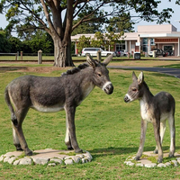 Sculpture d'âne et de mule réaliste-Statue d'animal de ferme en fibre de verre réaliste pour les stations de ranch et de campagne