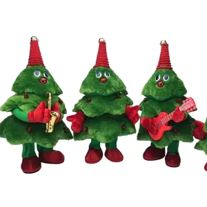 크리스마스 전기 견면 벨벳 장난감 아이들의 크리스마스 나무 노래와 춤 인형 아이들의 전기 견면 벨벳 장난감
