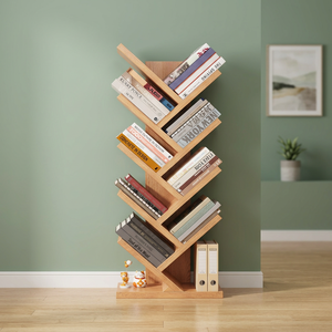 Étagère bibliothèque moderne en bois avec étagères, design gain de place pour la maison, le bureau et le salon - Product Image 1