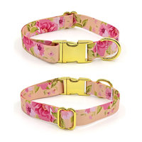 Collier pour chien à motif floral, réglable, en nylon/polyester, fermeture à boucle, respirant, confortable, style moderne, couleur personnalisée, logo personnalisé