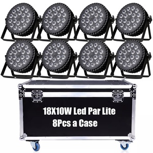18x10W RGBW Flat LED Parcan Disco DMX512 Spotlights IP20 8Lamps in 1 Flycase Beam Effect DJ Led Light Stage Lighting for Wedding - Product Image 2