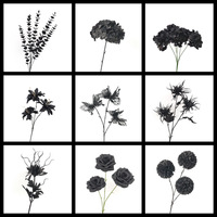 Bunga Buatan Hitam untuk Dekorasi Pernikahan Mawar Hydrangea Lili Grosir dalam Jumlah Besar