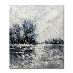100% toile de <span class=keywords><strong>paysage</strong></span> moderne de haute qualité peinte à la main en <span class=keywords><strong>noir</strong></span> <span class=keywords><strong>et</strong></span> <span class=keywords><strong>blanc</strong></span> pour la décoration de la maison - Product Image 5