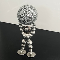 Figura Decorativa de Astronauta en Acero Inoxidable Plateado, Diseño de Mapa Mundial, Regalo Empresarial, Decoración para Oficina y Hogar, Personalizable por JM