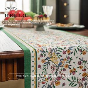 Tissu tissé floral <span class=keywords><strong>de</strong></span> <span class=keywords><strong>chemin</strong></span> <span class=keywords><strong>de</strong></span> <span class=keywords><strong>table</strong></span> <span class=keywords><strong>de</strong></span> <span class=keywords><strong>Style</strong></span> campagnard américain haut <span class=keywords><strong>de</strong></span> gamme <span class=keywords><strong>de</strong></span> luxe pour la décoration intérieure longue nappe pour <span class=keywords><strong>Table</strong></span> basse ou TV - Product Image 5