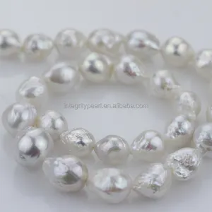 淡水真天然12-13毫米起皱爱迪生巴洛克珍珠白彩色淡水珍珠串从中国批发