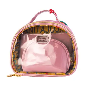 Custom Pu Makeup Bags Cases Pink Makeup Organizer Waterproof Toiletry Cosmetic Bags Sets