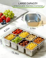 Snackbox van roestvrij staal met deksel en handvat, draagbare snackplateau's, houdt fruit en groenten, ideaal voor picknick