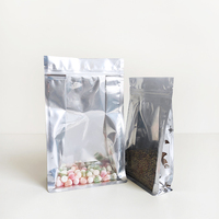 10x20 cm feuille d'aluminium avant fenêtre transparente fermeture éclair fond carré sac étanche à l'eau emballage alimentaire pochette en plastique