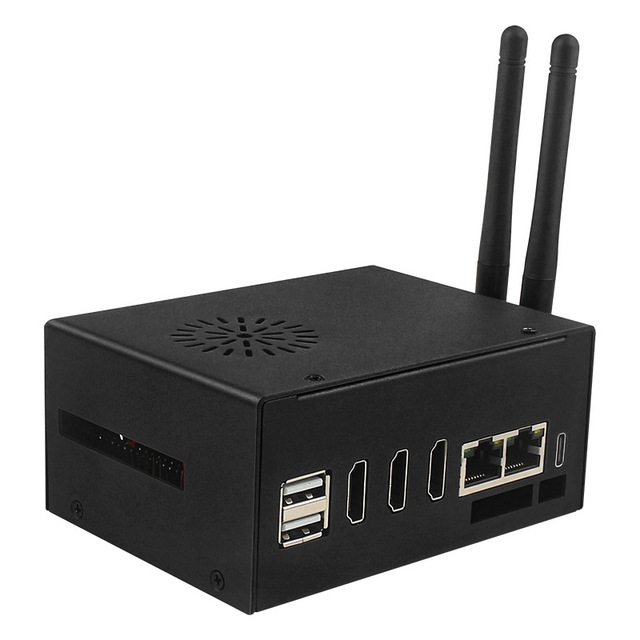 Caturda Orange Pi 5 Plus Metal Case with Heat Sink Fan External Antenna & Wi-Fi