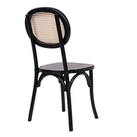Chaise de salle à manger en bois massif de style rustique moderne pour l'extérieur/l'intérieur, idéale pour les mariages, les banquets, les hôtels, avec dossier en rotin croisé