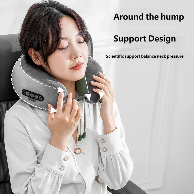 Electric Neck Massager Portable Heated Kneading Massage Cushion Pillow Rechargeable Shoulder Neck U-Shaped Massage