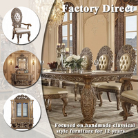 Table à manger classique de luxe avec pieds en forme de vase, table en bois de style baroque français avec vitrine pour mobilier d'hôtel de luxe