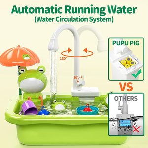 2 in 1 Floating Pool Toy Fishing Game <b>Kitchen</b> Pretend Playing Electric Faucet Play Sink with Running Water - Product Image 3
