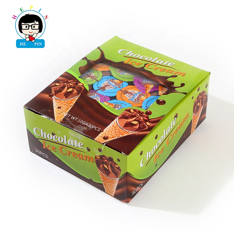 Vente en gros OEM Commande de 15g de crème glacée en forme de chocolat avec cône croustillant biscuit enveloppé de chocolat