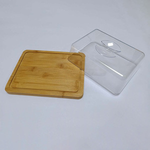 Plateau en bambou avec couvercle transparent pour servir des collations et du thé, usage domestique, plateau de repas portable pour l'extérieur - Product Image 2