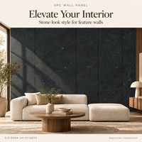 Panneau mural moderne en PVC imperméable et ignifuge, 7 mm, à âme rigide, avec système de clic, sous-couche en vinyle pour usage domestique et divertissement