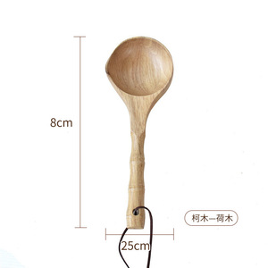 Japanese Style Wooden Soup Ladle Set 2 Pieces Food Safe For Serving Soup Porridge Rice Water Kitchen Use - Product Image 4