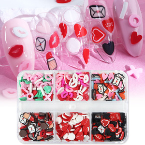 6 grilles d'autocollants pour la Saint-Valentin, motif cœur rouge, 3D, lèvres roses, rouge à lèvres, décoration pour ongles - Product Image 2