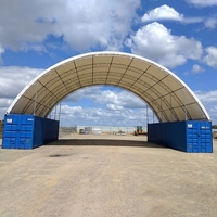 C4040S Carpa Contenedor Arqueada 12x12x4.5m con Estructura Galvanizada de Doble Viga y Lona de PVC Impermeable para Almacenamiento Industrial