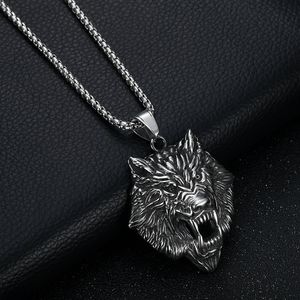 Collier avec pendentif tête de loup en acier inoxydable, bijoux unisexes, cadeau du zodiaque animal - Product Image 3