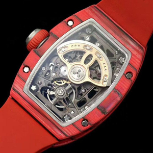 Ladies' Carbon Fiber Tonneau-Shaped Automatic Mechanical Wristwatch, Red Fashion <b>Watch</b> 07-01 - Product Image 6