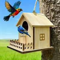 Nid d'oiseau suspendu avec clôture résistant aux intempéries pour petit perroquet, maison en bois