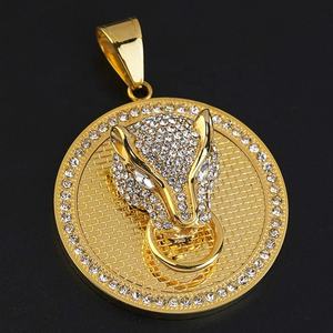 Collar Leopoad de Acero Inoxidable para Mujer, Joyería de Moda con Diseño de Moneda, Dijes de Cristal, Regalos Punk de Animales, Collar Hip Hop - Product Image 3