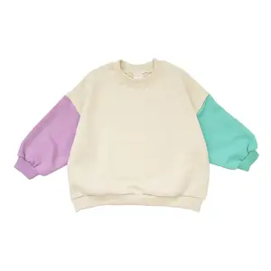 Simple fashion baby color block long sleeve sweatshirt toddler crew neck pullover