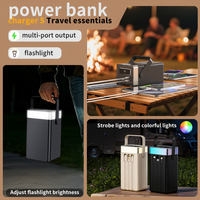 Batterie externe de grande capacité pour le camping en plein air, 100000 mAh, chargeur portable avec câbles intégrés, lumière LED